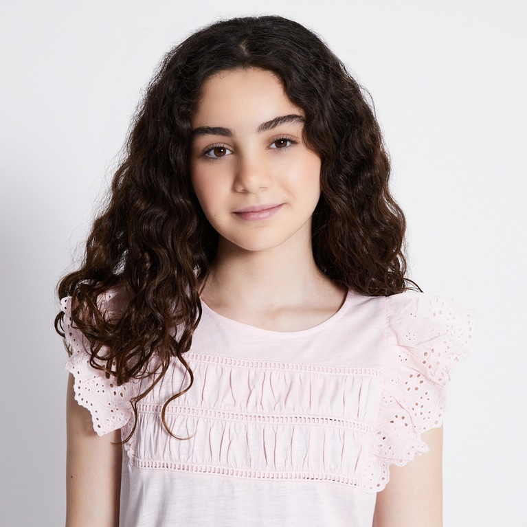 Broderie frill dress "Siv" Soft Pink